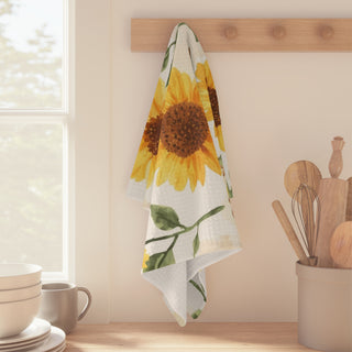 Yellow Sunflowers Watercolor Floral Kitchen Towel